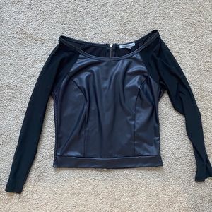 Leather and mesh crop top